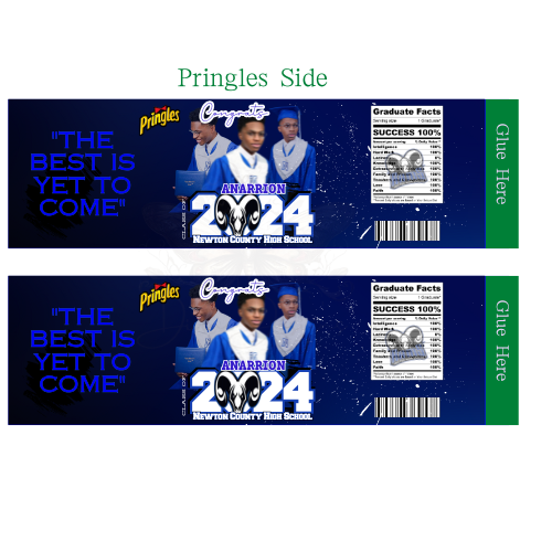 Grad Blue Party Favor - Pringles Top and Side