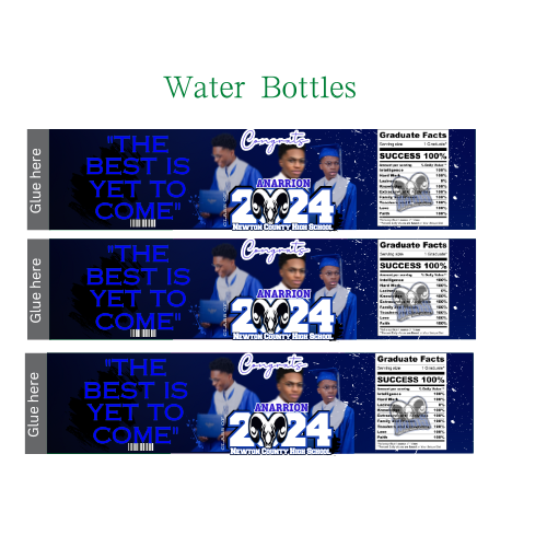 Grad Blue Party Favor - Water Bottle