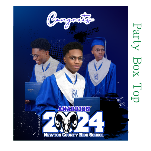 Grad Blue Party Favor - Party Box (top)