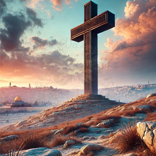 Digital Image of Cross on Hill